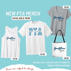 Custom PTA PTO Shirt Merch For Your Volunteer Squad, Back To School Event, Parent Teacher Crew Mascot Shirt Logo, Link To Merch Shop