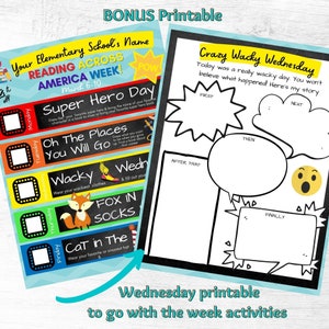 Reading Across America School Spirit Week Activities, Itinerary Schedule For Elementary Kids, PTA PTO Editable Canva Template Download,