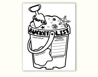 Summer Printable Bucket List & Activity Page Kindergarten Elementary Kids / Instant Download, School Class Party, End Of The Year Activities