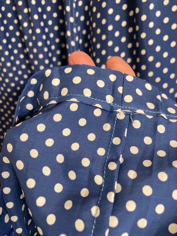 1930s cold rayon pajama palazzo pants blue and wh… - image 8