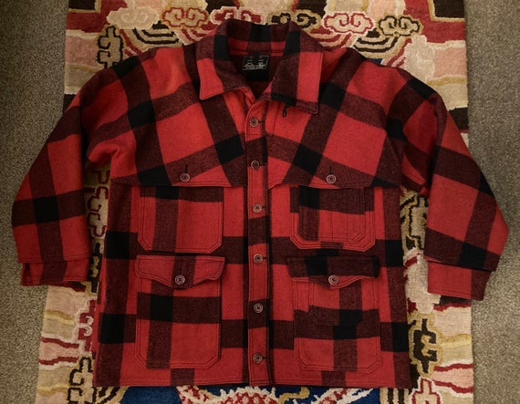 Sale1920s-1940s Buffalo Plaid Felted Wool Hunting Mackinaw Jacket