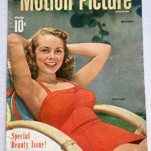 1950s Motion Picture magazine Janet Leigh cover October 1950 Hollywood movie history