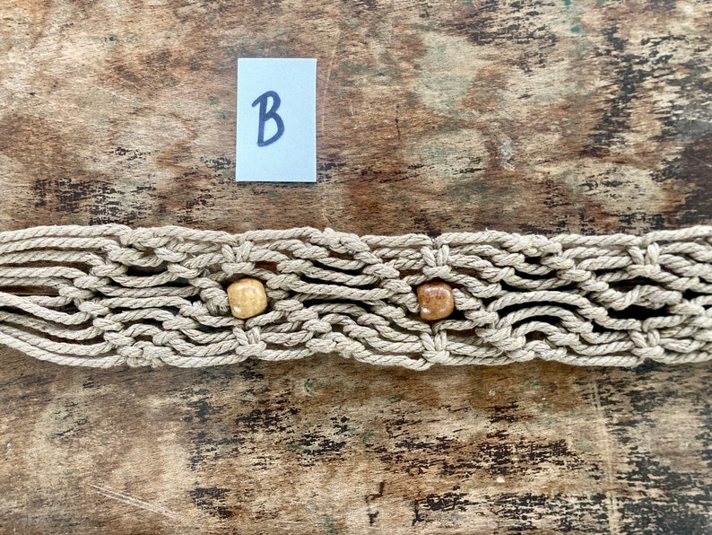 1970s beaded macrame belt in beige brown turquoise with wooden beads vintage handmade accessories boho hippie belt adjustable size M L XL image 3