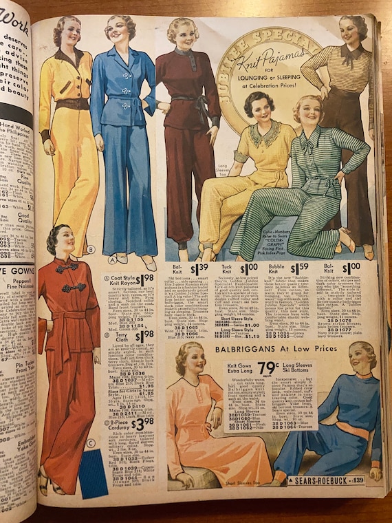 1930s cold rayon pajama palazzo pants blue and wh… - image 10