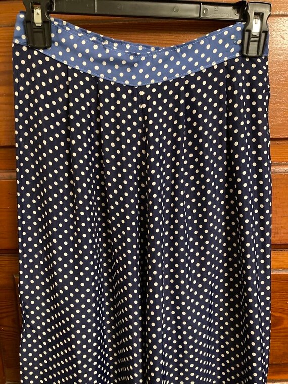 1930s cold rayon pajama palazzo pants blue and wh… - image 3