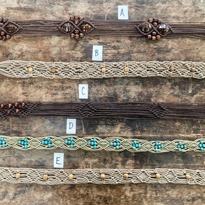 1970s beaded macrame belt in beige brown turquoise with wooden beads vintage handmade accessories boho hippie belt adjustable size M L XL image 2