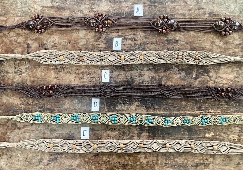 1970s beaded macrame belt in beige brown turquoise with wooden beads vintage handmade accessories boho hippie belt adjustable size M L XL image 2