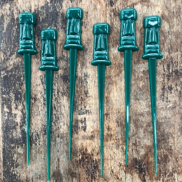 set of six 1960s Kahiki tiki swizzle sticks cocktail barware Hawaii retro tiki