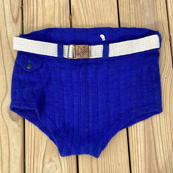 SALE! 1930s Catalina men’s swim suit in electric blue… Gem