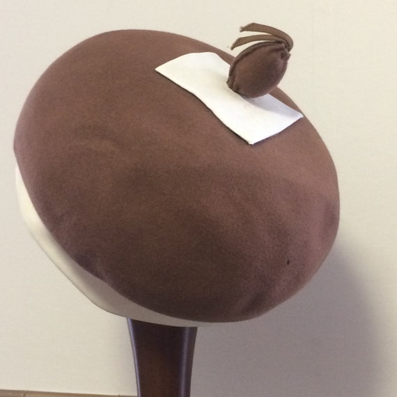 1960s Mod Beret Oleg Cassini Wool and 