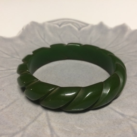 vintage Bakelite gorgeous translucent jade green … - image 1