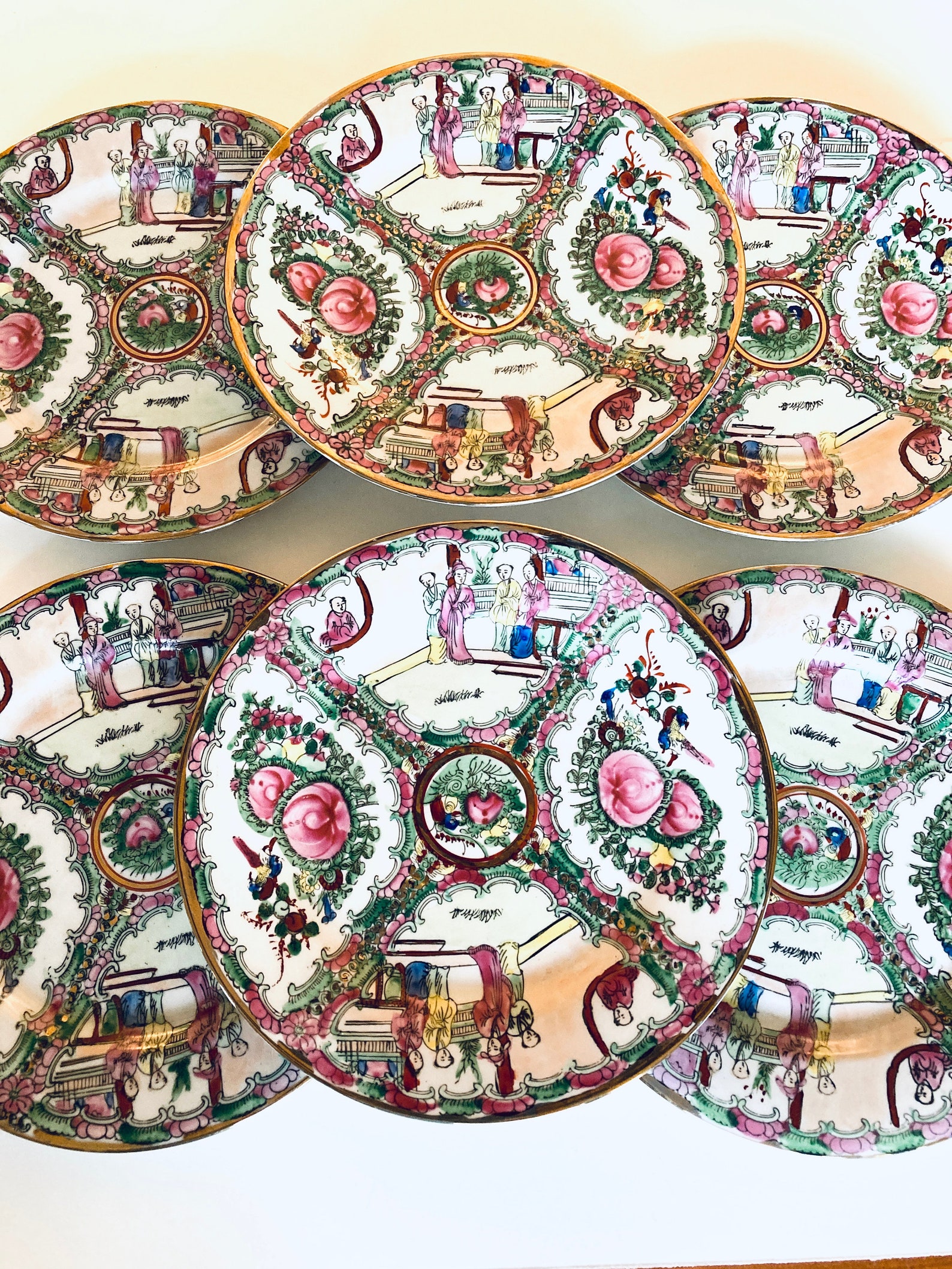 Rose Medallion Antique Chinese Export Potteryfamille Rose Etsy