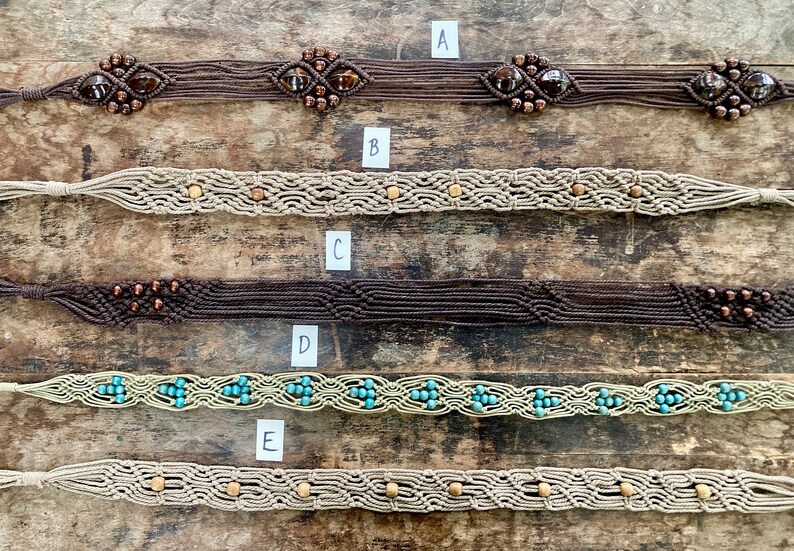 1970s beaded macrame belt in beige brown turquoise with wooden beads vintage handmade accessories boho hippie belt adjustable size M L XL image 6