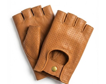 Men's Fingerless Driving Gloves, Summer Motorcycle Half Finger Leather Riparo Style