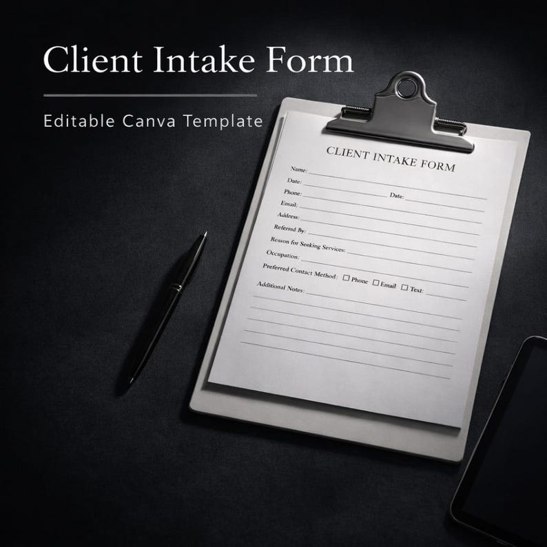 Client Intake Form Template Canva Editable PDF – Freelance Consultation ...