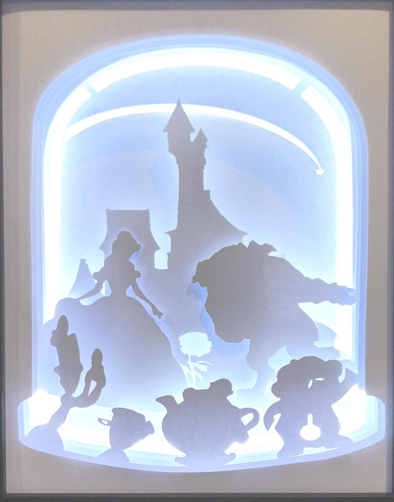 Beauty and the Beast Theme Shadow Box | Personalized USB LED Light ...