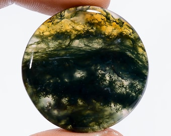 Cabochon di agata muschiata, pietra di agata muschiata traslucida, dimensioni 30x30x5 mm.