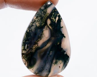Cabochon di agata muschiata traslucida, pietra di agata muschiata 34x22x6 mm, dimensioni pietra di agata muschiata