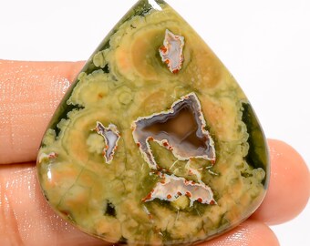 Cabochon di riolite, retro piatto, entrambi i lati lucidati, cristallo di riolite, dimensioni pietra 38x35x4 mm