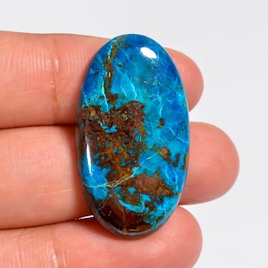 Cabochon Shattuckite Bleu Plat Dos Lisse Poli Pierre de Shattuckite Bleue pour Bijoux Créatifs et Artisanat