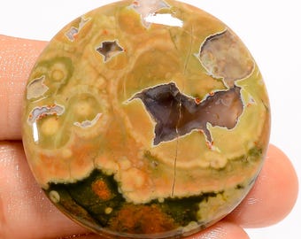 Cabochon di riolite, retro piatto, entrambi i lati lucidati, cristallo di riolite, dimensioni pietra 37x37x5 mm