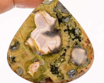 Cabochon di riolite, retro piatto, entrambi i lati lucidati, cristallo di riolite, dimensioni pietra 44x43x5 mm