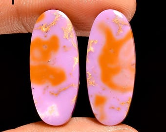 Natural Phosphosiderite Gemstone Pair - Phosphosiderite Pair Cabochon - Flat Back Smooth Polished Pink Crystal Pair - Size Pink Stone
