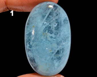 Milky Aquamarine Cabochon Flat Back Smooth Polished Slice Milky Aquamarine Stone (March B-Month Crystal)