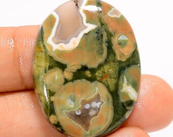 Cabochon di riolite, retro piatto, entrambi i lati lucidati, cristallo di riolite, dimensioni pietra 32x24x5 mm