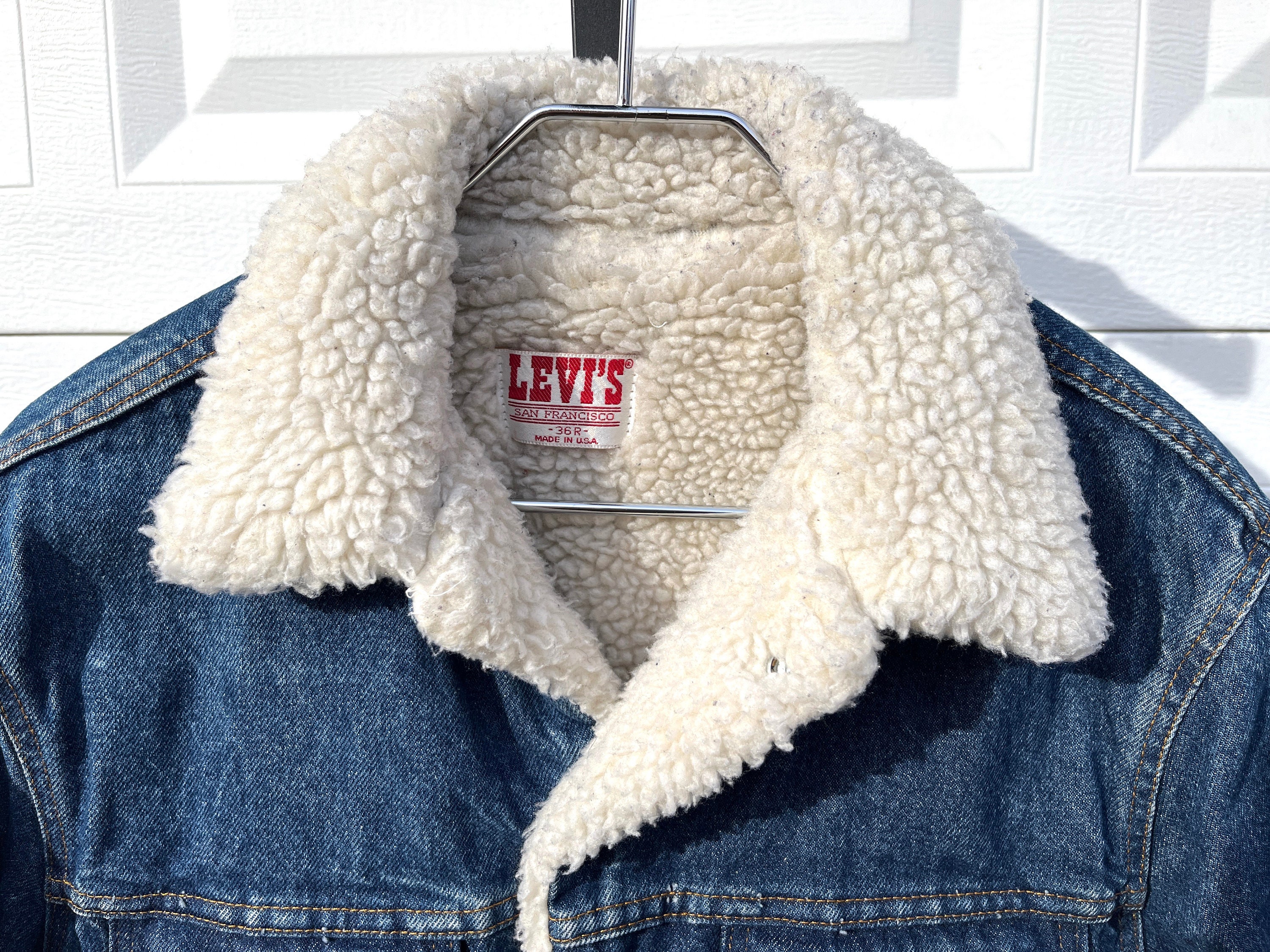 VTG 80s Levi's Blue Denim Sherpa Trucker Jacket 36 Punk Goth VTG 80s Levi's Blue Denim Sherpa Trucker Jacket 36 Punk Goth