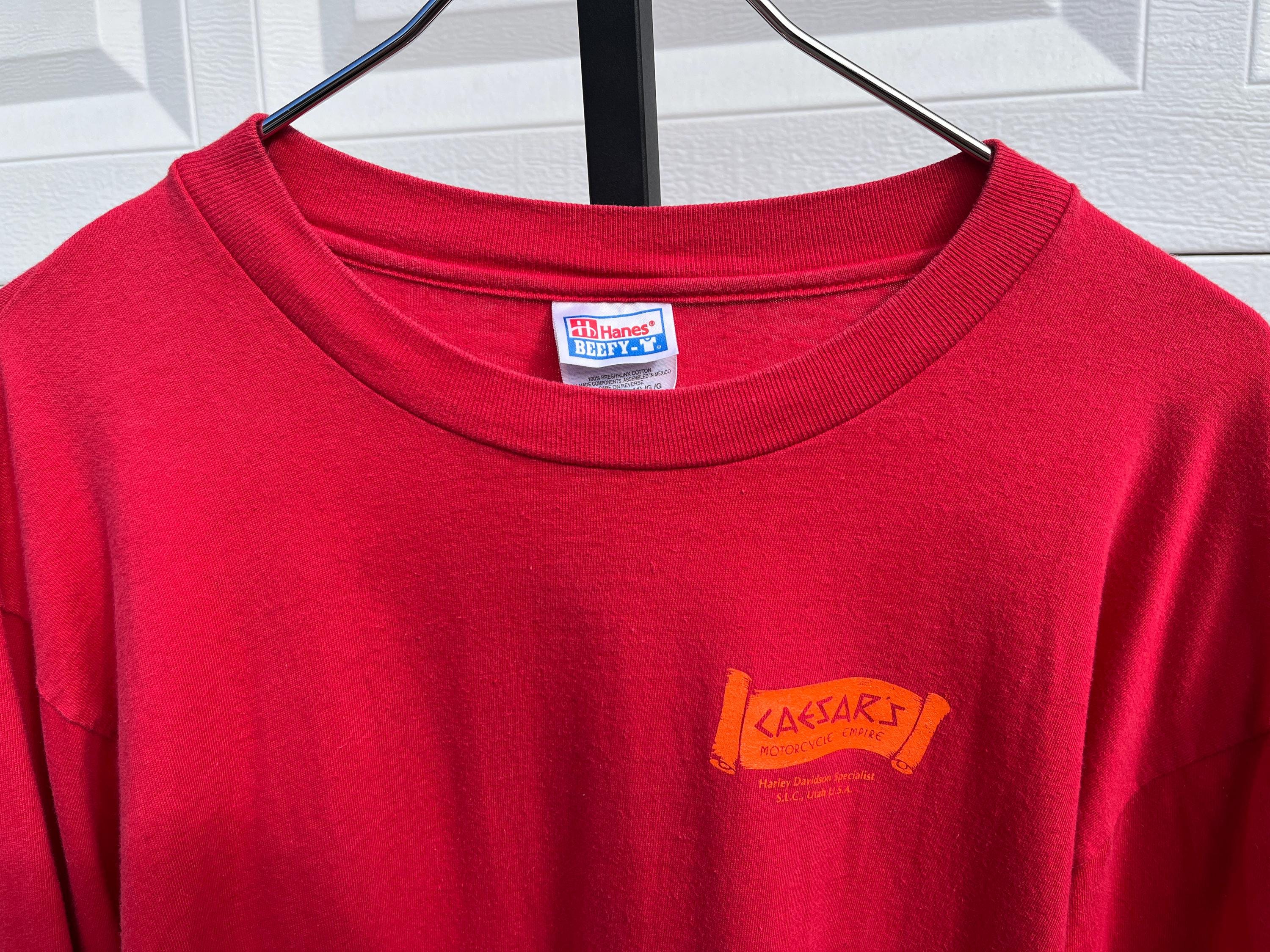 Red Flames Long Sleeve T Shirt L Caesar's Motorcycle Harley