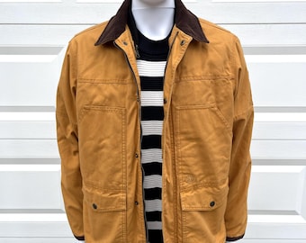 VTG 2004 Timberland Orange Canvas Barn Chore Coat Utility Jacket S Double Lined
