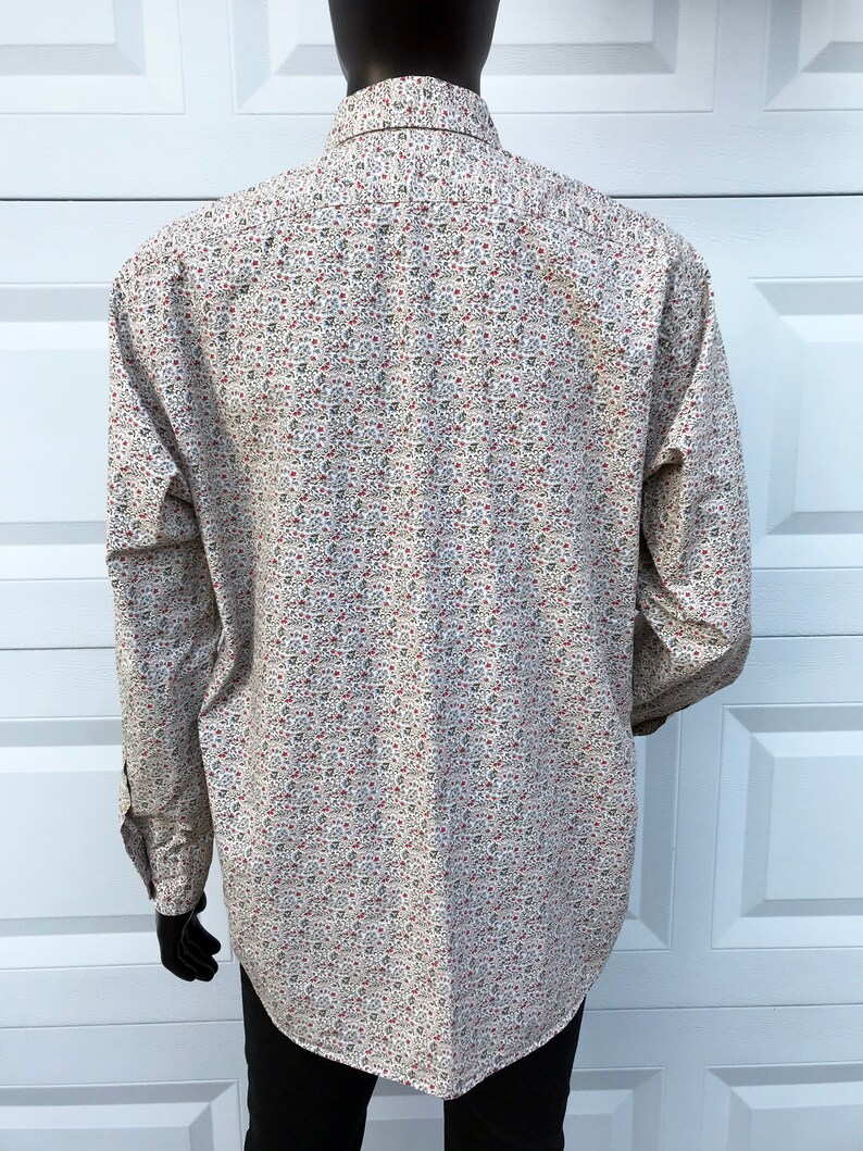 Crew White Floral Paisley Print Button Front Shirt M Mod Goth Punk Psych J