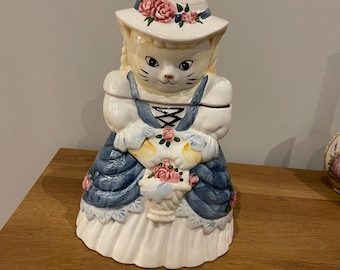 Vintage “Miss Kitty”Victorian style cat cookie jar