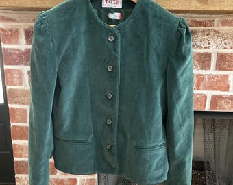 Chaqueta blazer vintage de terciopelo verde, talla 9. Blazer vintage Erika de pana marrón, talla 10.