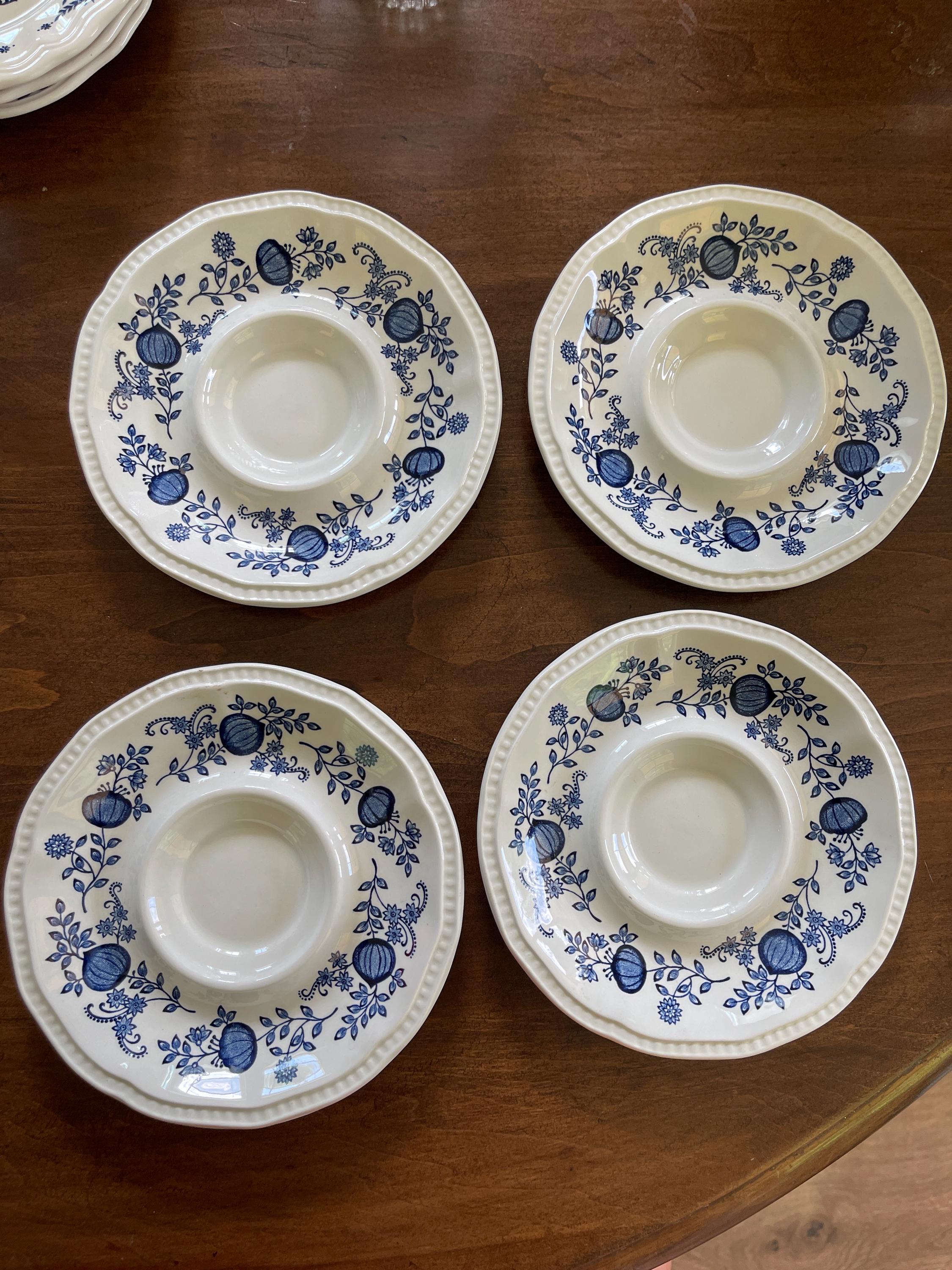 4 Kensington Staffordshire England Coventry Blue Onion Coffee Saucers