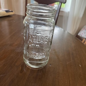 アトラス ダブルエンボス加工 缶詰瓶、蓋なし、16オンス目盛り