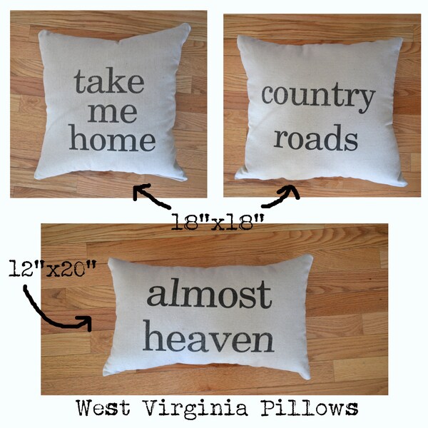 Set of 3 West Virginia Themed Throw Pillows