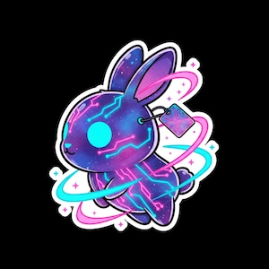 Dark Kawaii Bunny Stickers Bundle, Cyberpunk Cute Rabbit, Pastel Goth Ghost, Digital Download, Printable PNG, Planner Laptop Phone Sticker