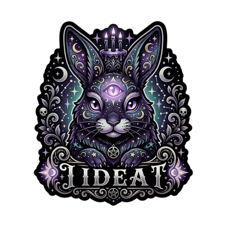 Dark Rabbit Stickers 20 Mysterious Bunny Digital Stickers, Dark Kawaii Rabbit PNG ...