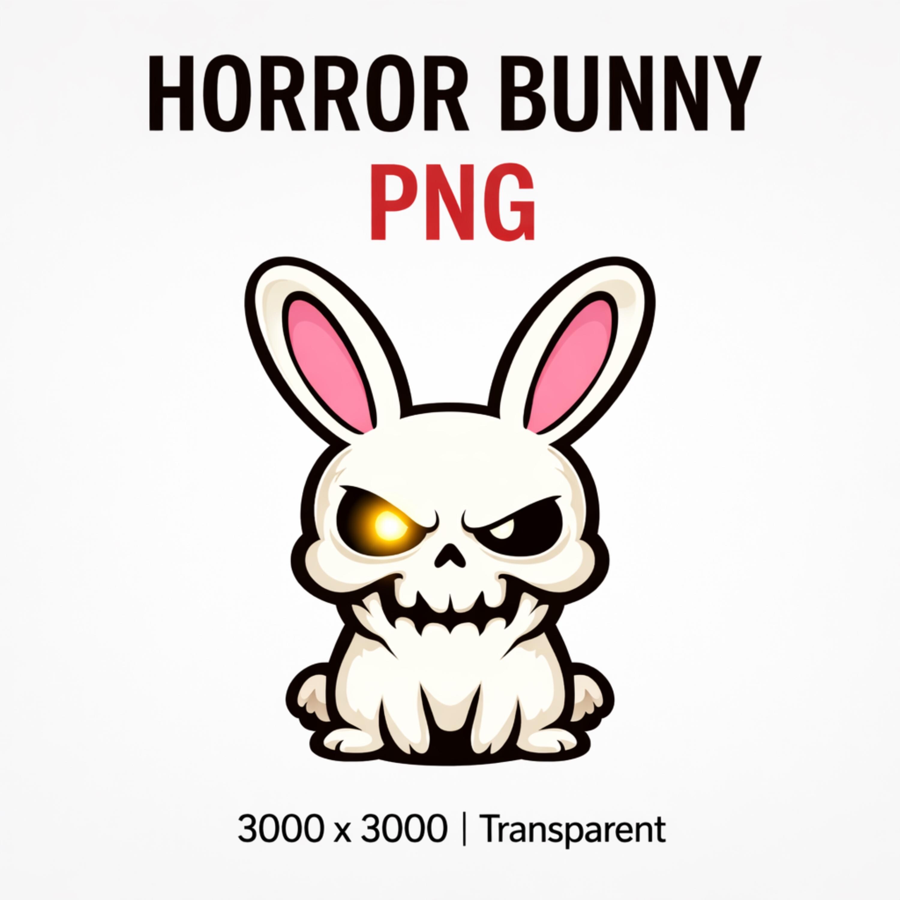 Horror Bunny PNG Pack, Cute Spooky Rabbit Clipart Bundle, Skull Vampire ...