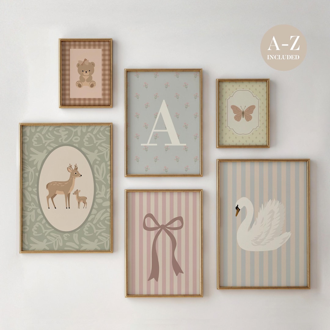 Cottagecore Nursery Wall Art Set – 6 Farm Prints, Baby Girl Room ...