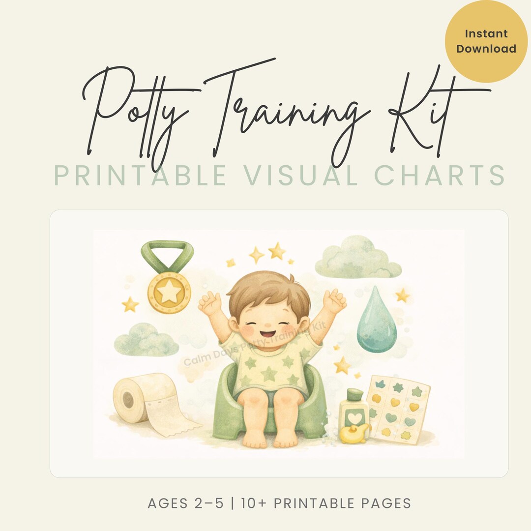 Potty Training Chart Kit | Visual Routine, Reward Tracker (digital ...