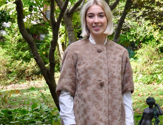 50s Vintage New Look Opera Coat/Mohair Wool Beige