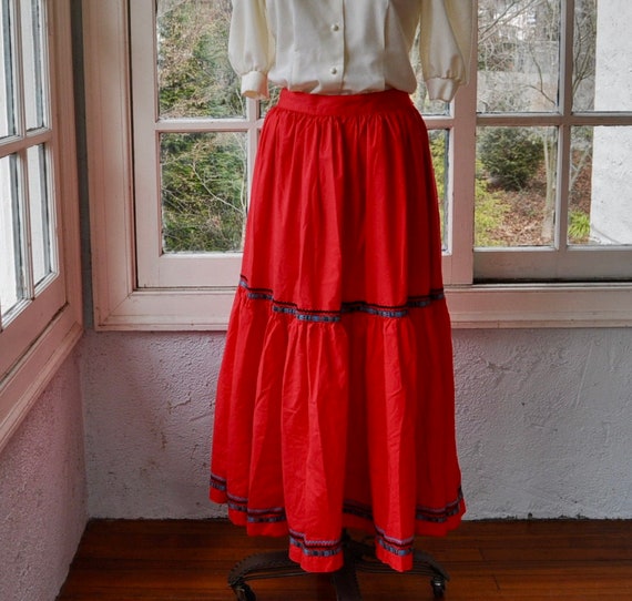Bright Red Vintage Peasant Skirt/Banana Republic … - image 4