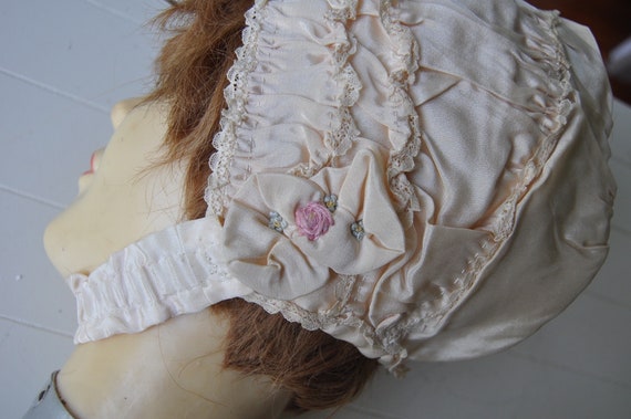 Antique Edwardian English Youth Bonnet/Blush Pink… - image 5