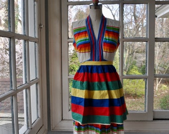 Bright Colorful Vintage Striped Apron