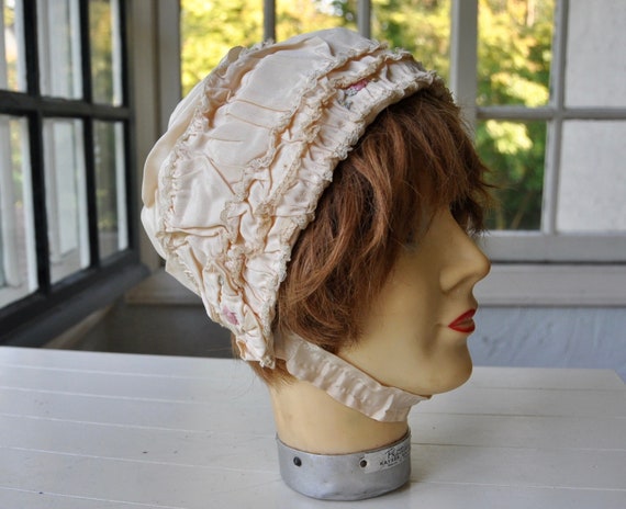 Antique Edwardian English Youth Bonnet/Blush Pink… - image 2