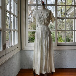 cotton lawn dresses Antique Edwardian White Cotton Dress with Ruffle Collar, Small  Ian  Drummond Vintage