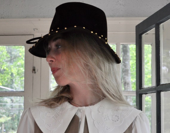 Vintage Adolfo Dark Brown Women’s Fedora Hat/Vint… - image 2